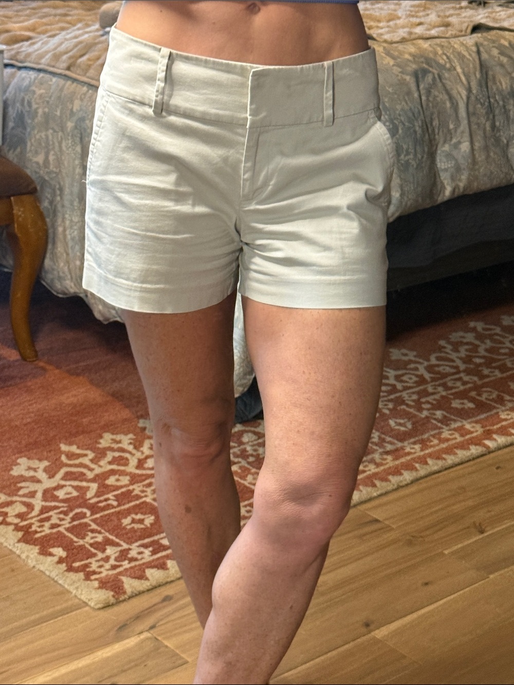 Ann Taylor Cream Tailored Cotton Bermuda Shorts